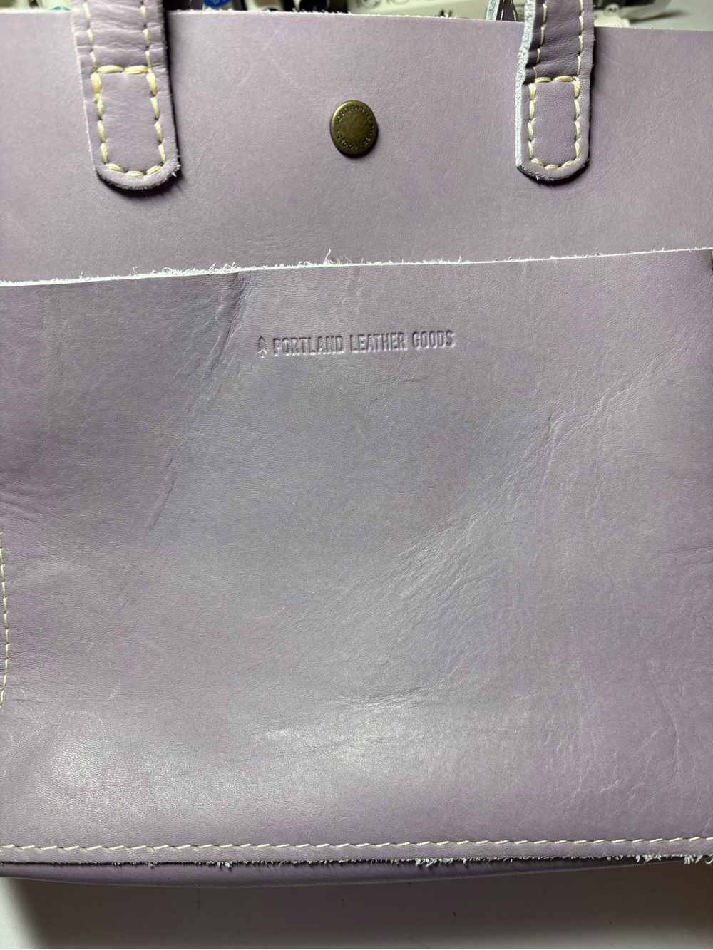 Portland Leather Mini Crossbody Purple Leather Tote Bag - Picture 6 of 8